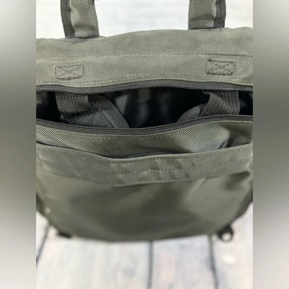 Kensington Saddle Pro Khaki Green Laptop Convertible Backpack Messenger Bag